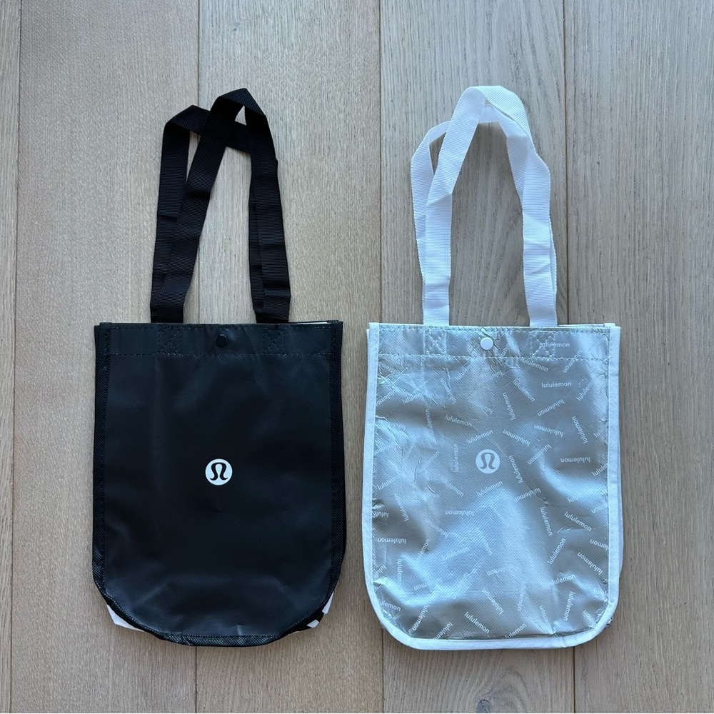 Lululemon Small Shopping Gift Bags - Set of 2 (1 black & 1 silver)